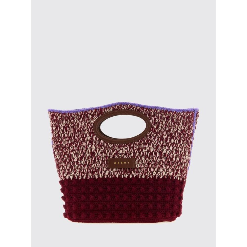 Marni Women Small Bicolor Crochet Wool Tote Bag Marni With Leather Inserts